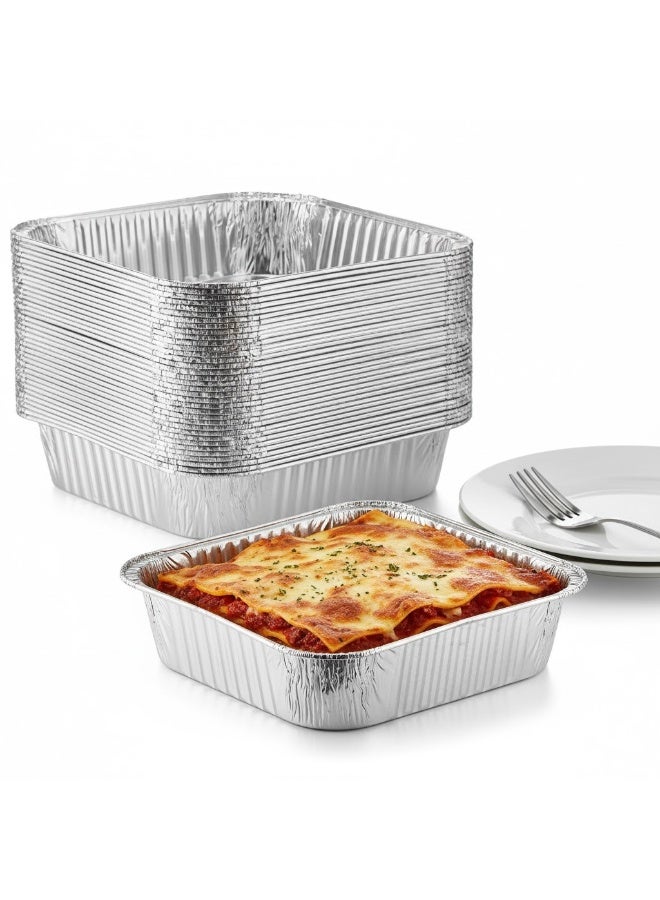 صواني خبز مربعة من الألومنيوم القابل للتصرف 20×20 سم – عبوة 10 قطع لصنع الكيك، البراونيز، كعك الشوكولاتة، اللازانيا، الدجاج، السمك، التحميص، الشواء، التسخين، التحضير المسبق للوجبات، الطعام الجاهز، حفلات المدرسة، الرحلات، التجميعات، صواني قابلة للتكديس وسهلة التخزين، متينة، خفيفة الوزن، صديقة للبيئة، قابلة لإعادة التدوير، للاستخدام المنزلي والمطاعم والمناسبات الخاصة - Image 3